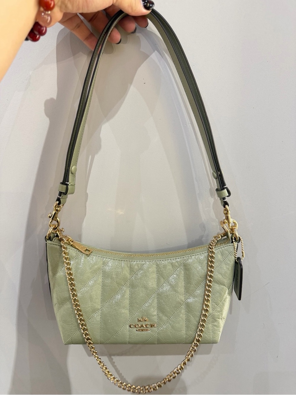 NWT！COACH 3-Way Caitlin Shoulder Bag With Quilting（CDZ88）Pistachio FASTSHIPPING